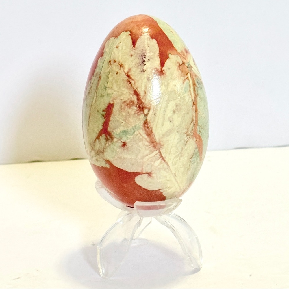 Exquisite Artisan Hand-Decorated Hollow Goose Egg on Stand European Easter Decor